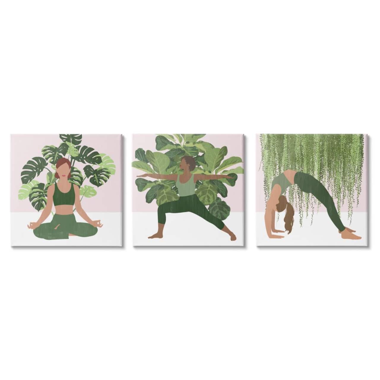 Stupell Industries Yoga Poses Female Figures Namaste Relaxation Self-Care Canvas Wall Art, 17" x 17"